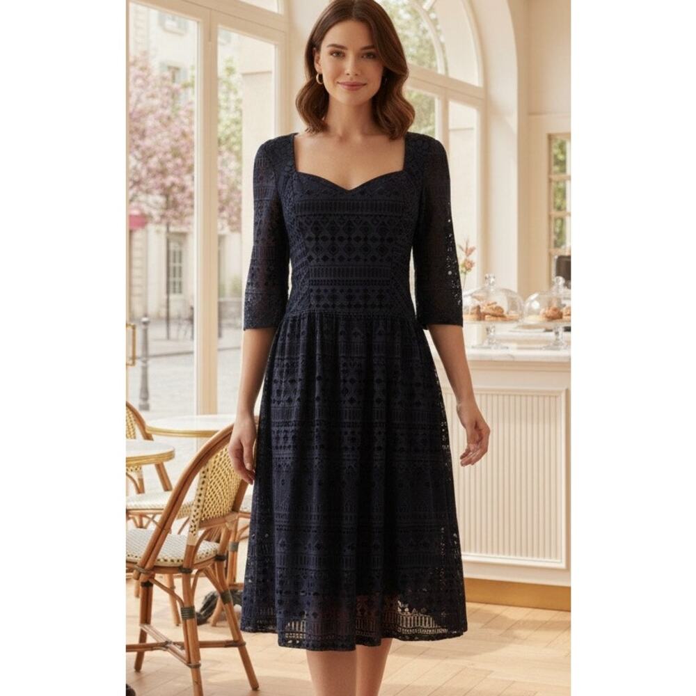 Meadow Rue Anthropologie Navy Blue Burnout Dress